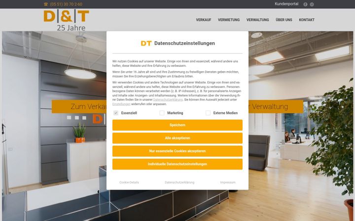 Kuvakaappaus sivustosta dt-immobilien-goettingen.de