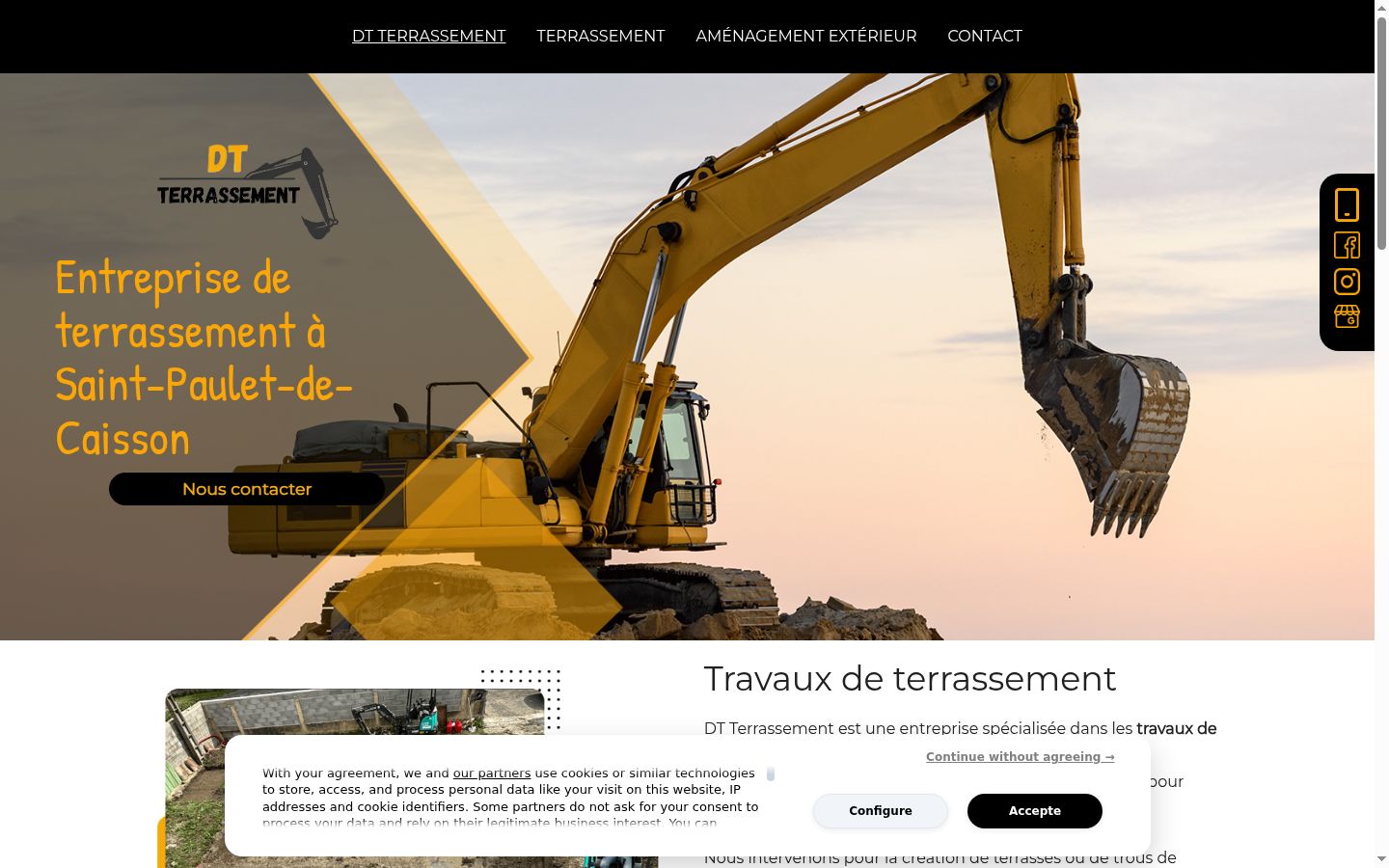 Captura de pantalla del banner de consentimiento mostrado antes de cualquier interacción