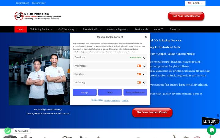 Screenshot of dt3dprint.com