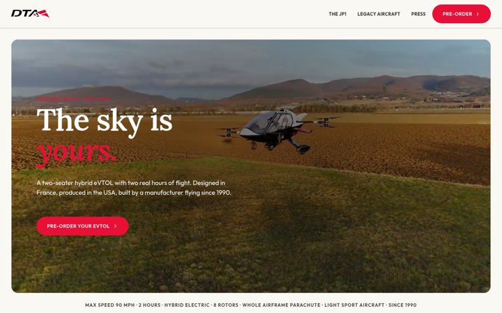 Screenshot of dta-aircraft.com