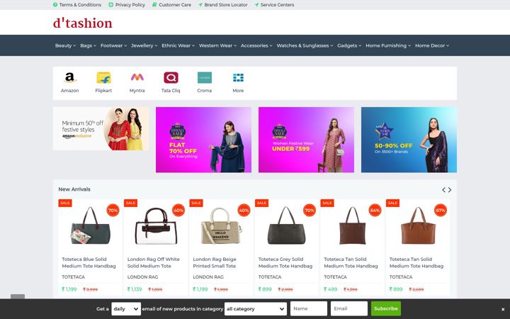 Screenshot of dtashion.com