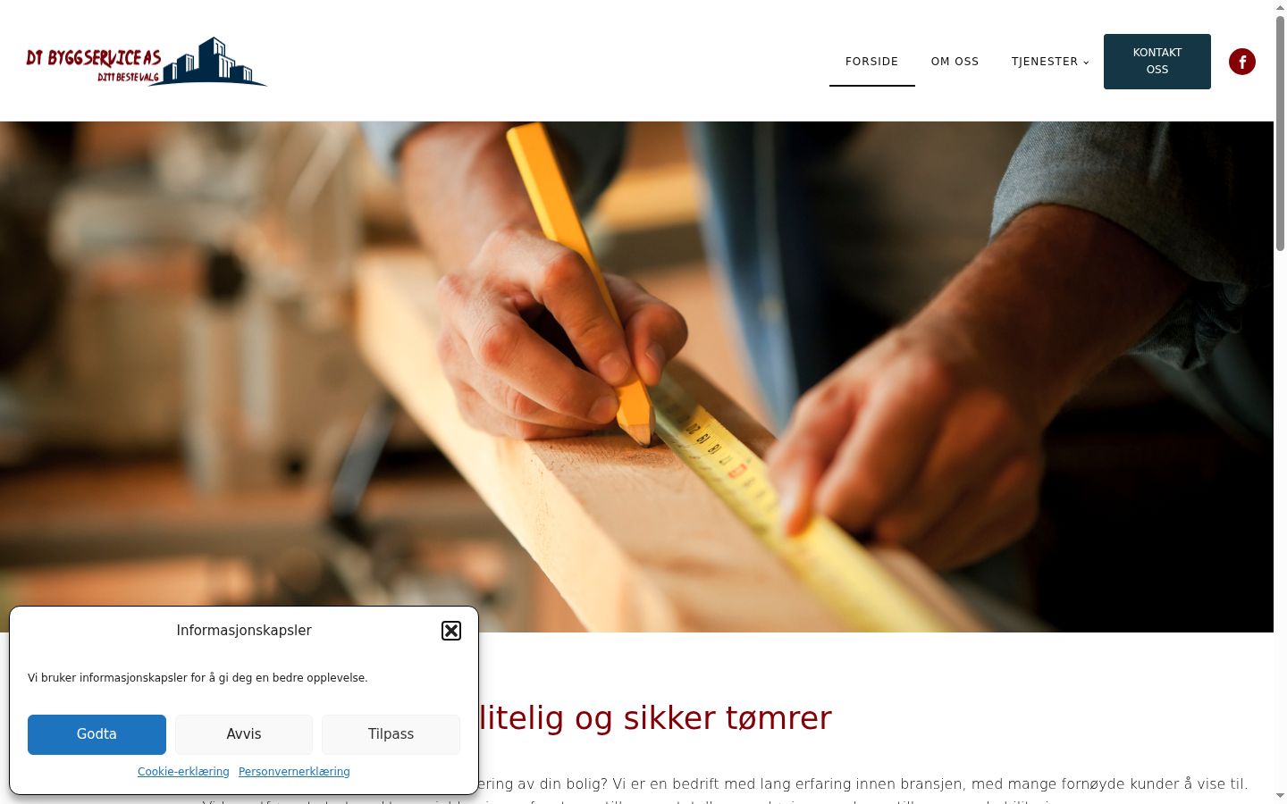 Skærmbillede af samtykkebanneret, som det blev vist før nogen interaktion