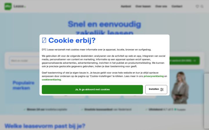 Screenshot di dtc-lease.nl