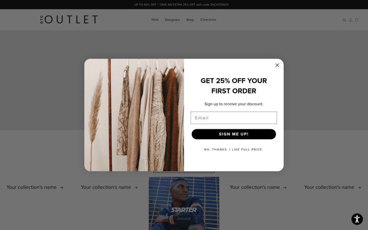 Screenshot ta' dtcoutlet.com