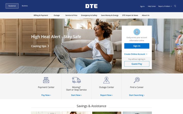 Screenshot ta' dteenergy.com