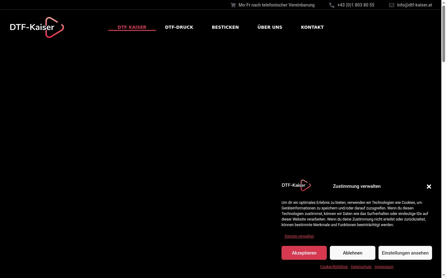 Screenshot des Einwilligungsbanners vor jeglicher Interaktion
