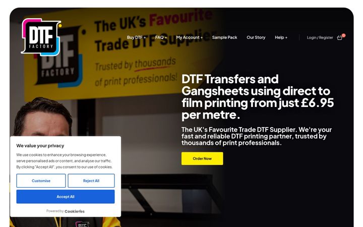 Screenshot stránky dtffactory.co.uk
