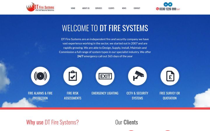 Screenshot stránky dtfiresystems.co.uk