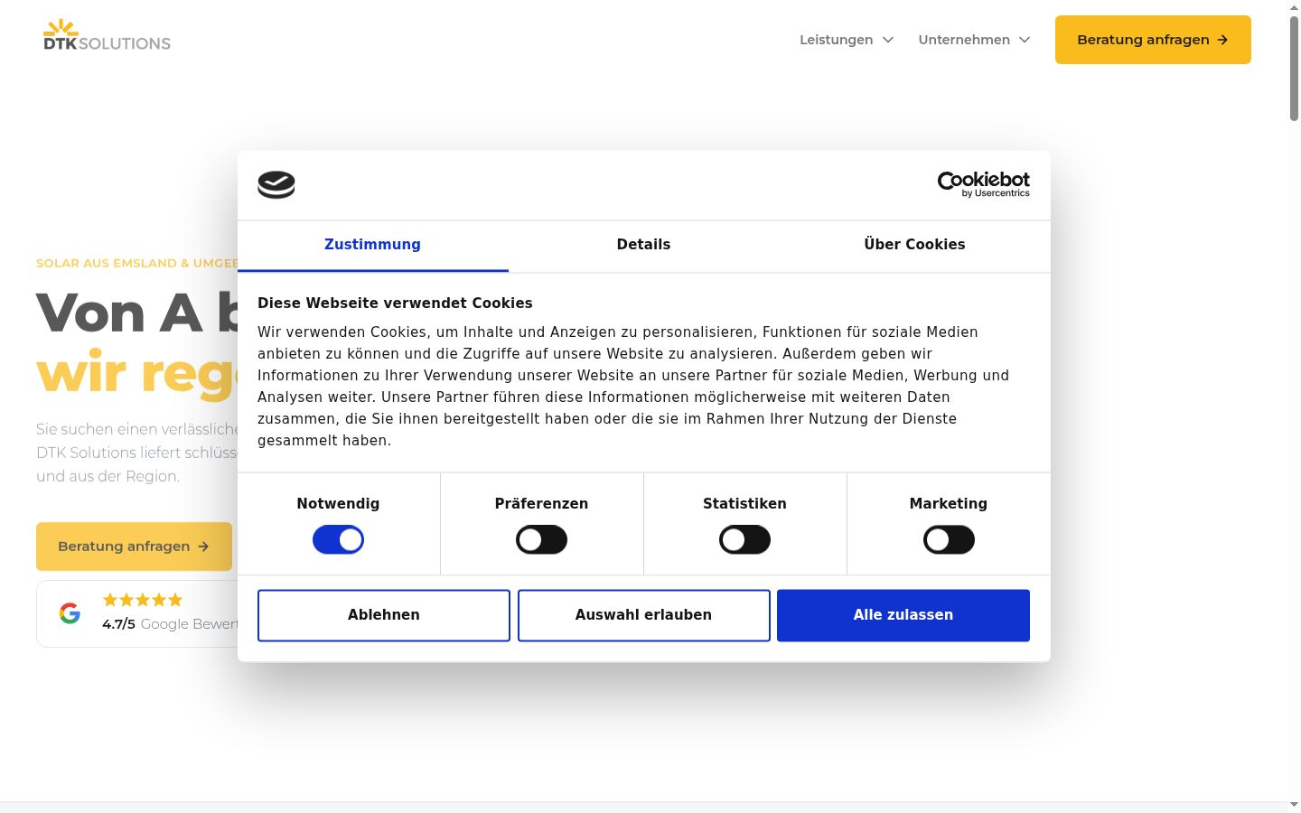 Sutikimo reklamjuostės, rodytos prieš bet kokią sąveiką, ekrano kopija