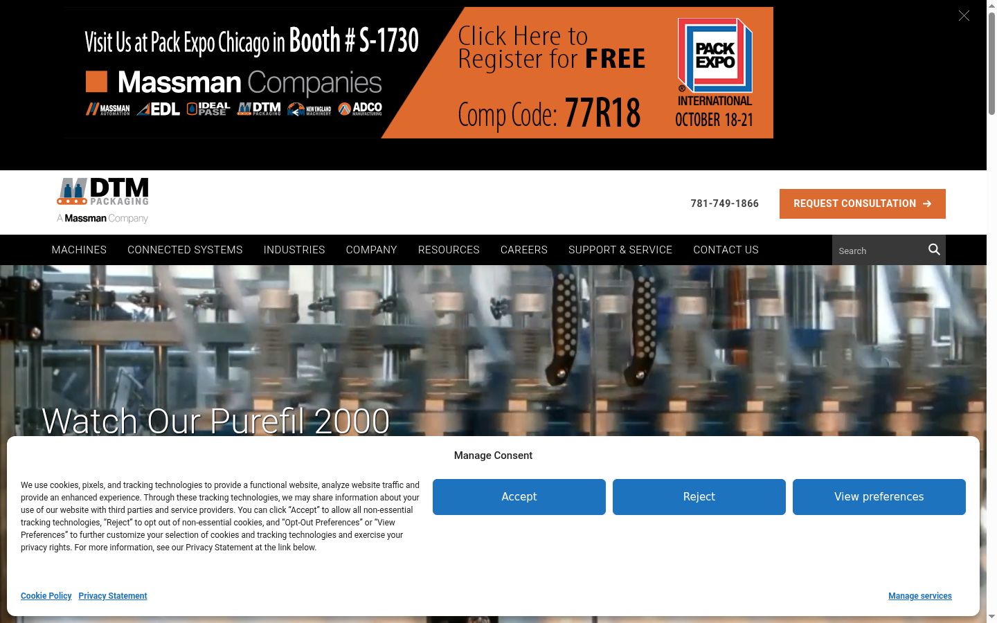 Screenshot of the consent banner shown before any interaction