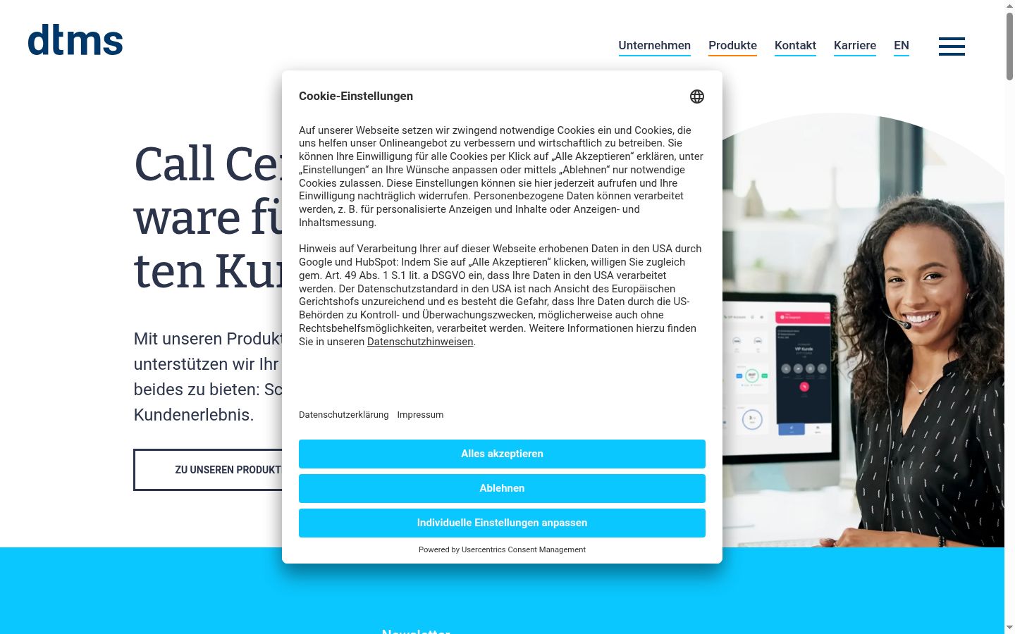 Screenshot tal-banner tal-kunsens muri qabel kwalunkwe interazzjoni