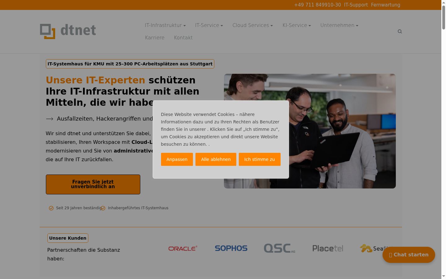 Screenshot of the consent banner shown before any interaction