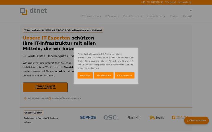 Screenshot of dtnet.de