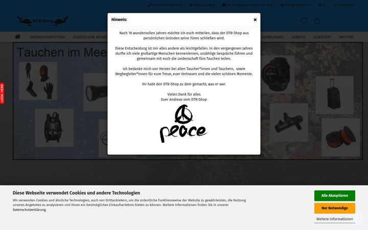 Kuvakaappaus sivustosta dtr-shop.de