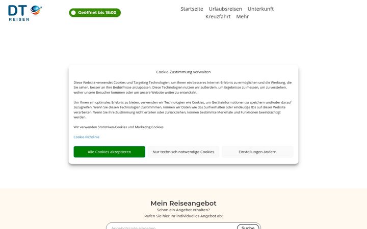 Kuvakaappaus sivustosta dtreisen.de