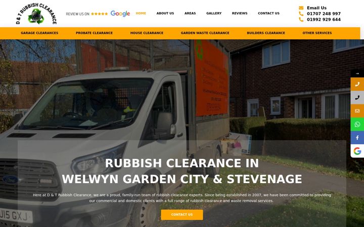Screenshot of dtrubbishclearance.com