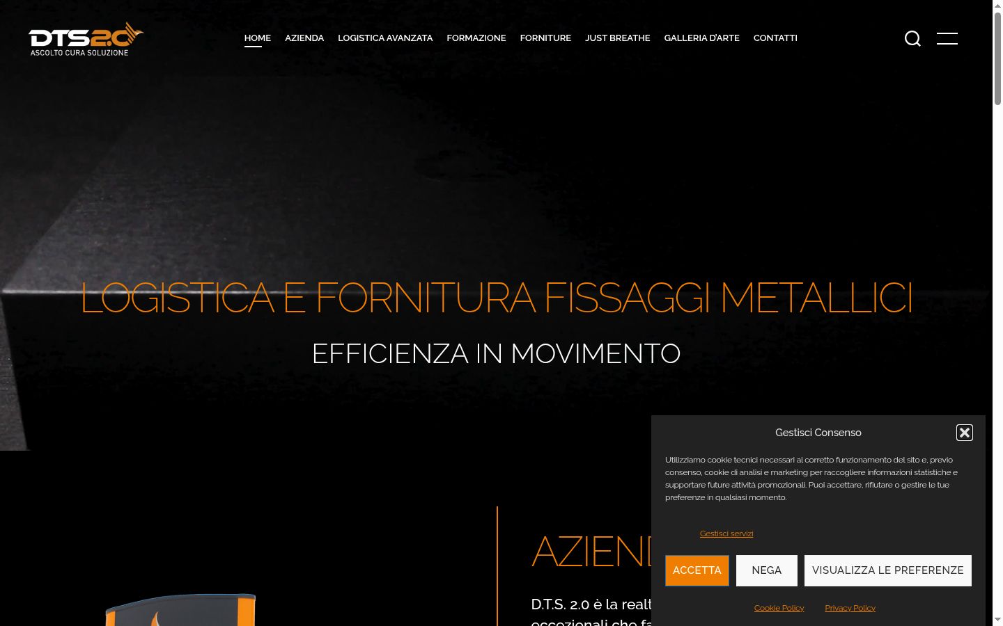 Screenshot del banner di consenso mostrato prima di qualsiasi interazione