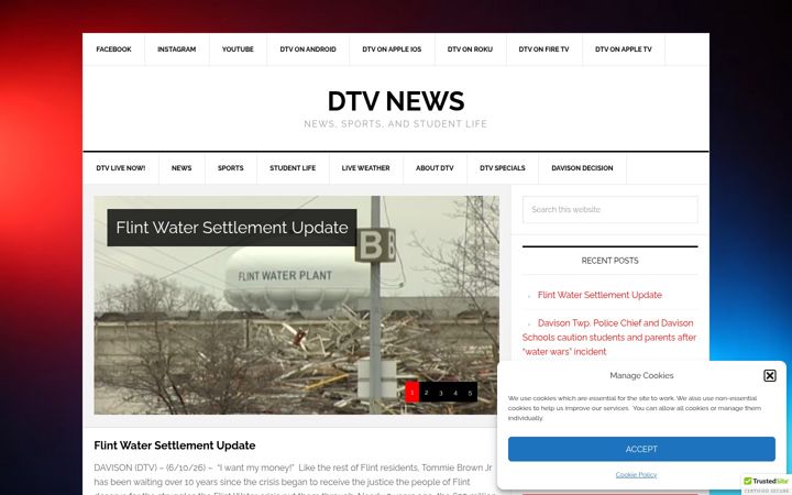 Snímek obrazovky dtvnews.org