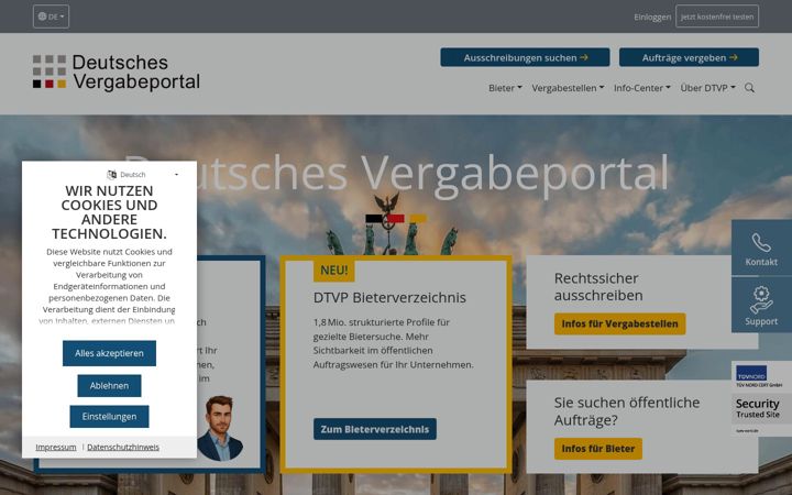 Screenshot of dtvp.de