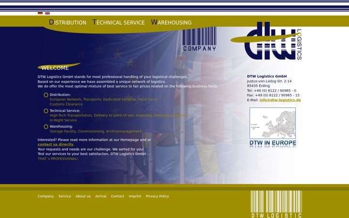 Screenshot di dtw-logistics.de