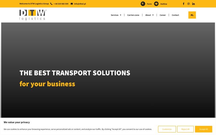 Skærmbillede af dtwlogistics.pl