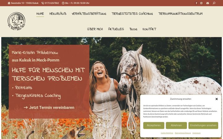 Kuvakaappaus sivustosta du-bist-dein-tier.de