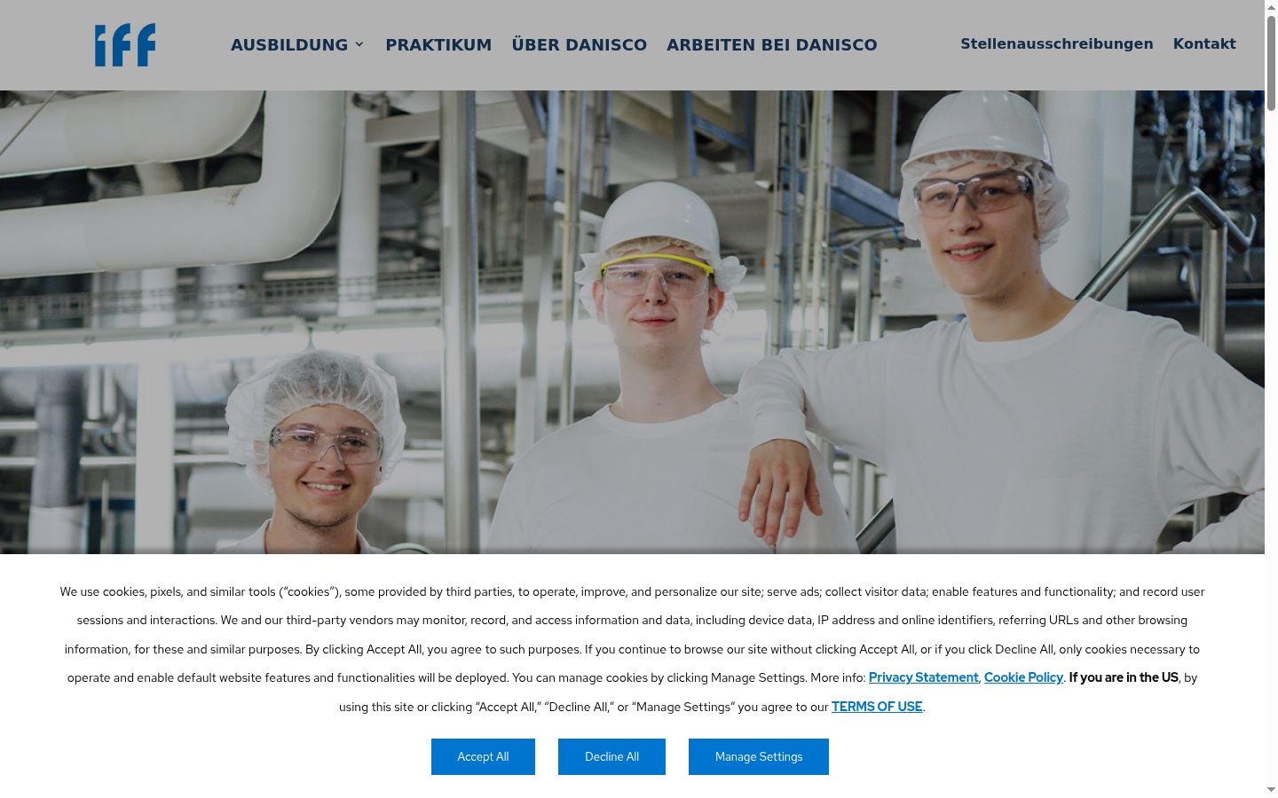 Screenshot del banner di consenso mostrato prima di qualsiasi interazione