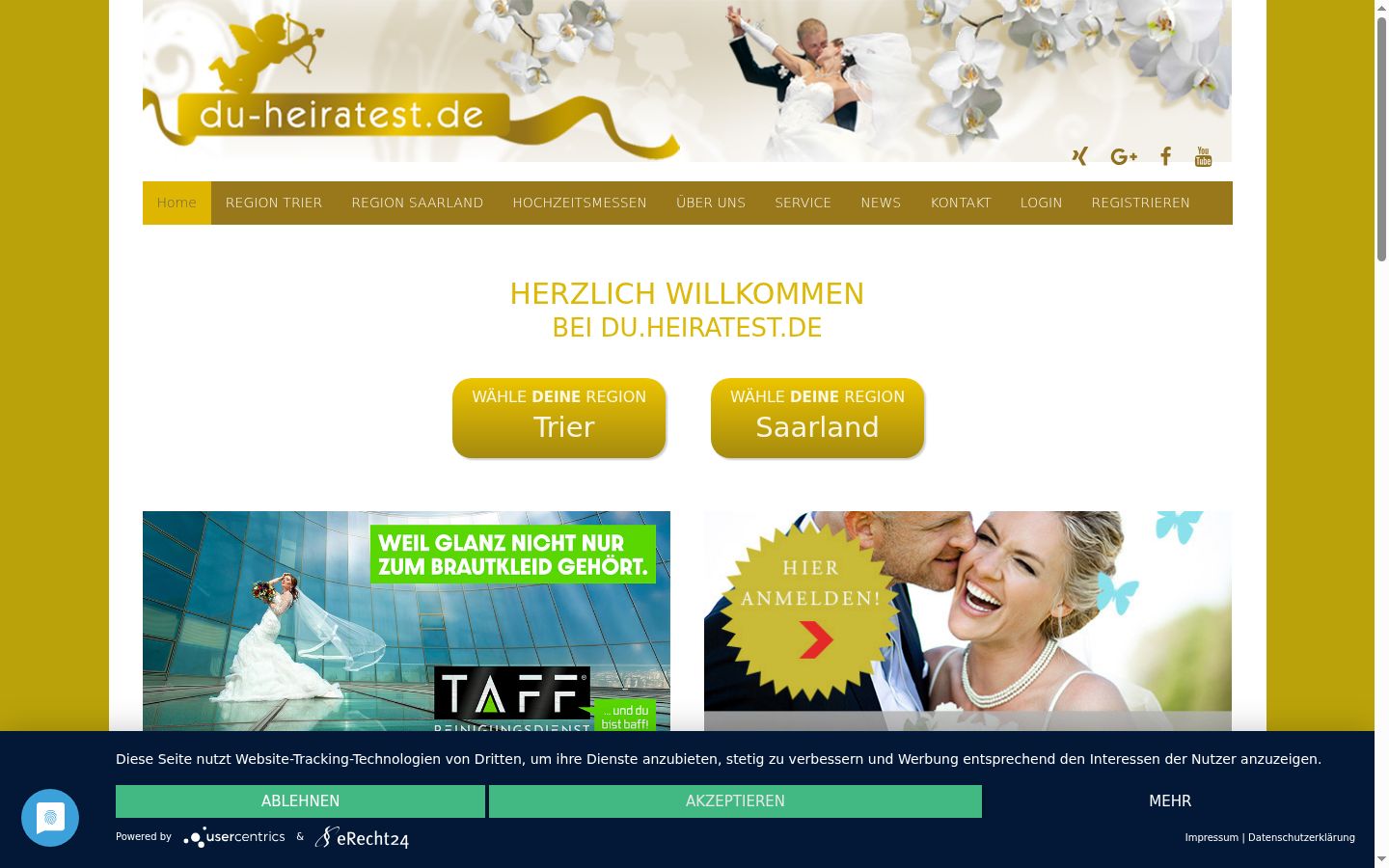Screenshot des Einwilligungsbanners vor jeglicher Interaktion