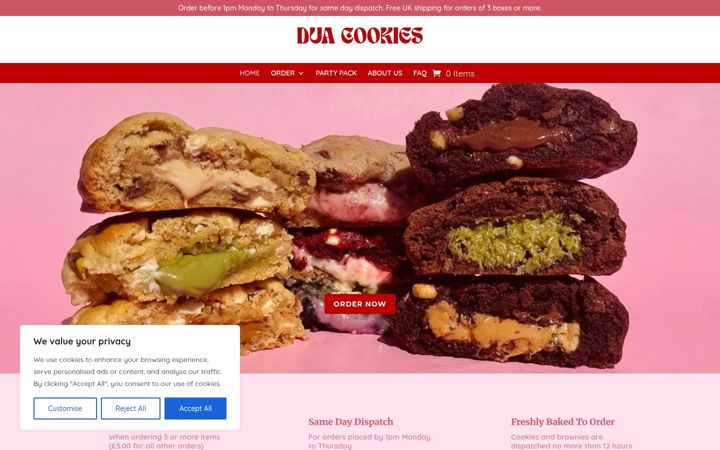 Screenshot of duacookies.com