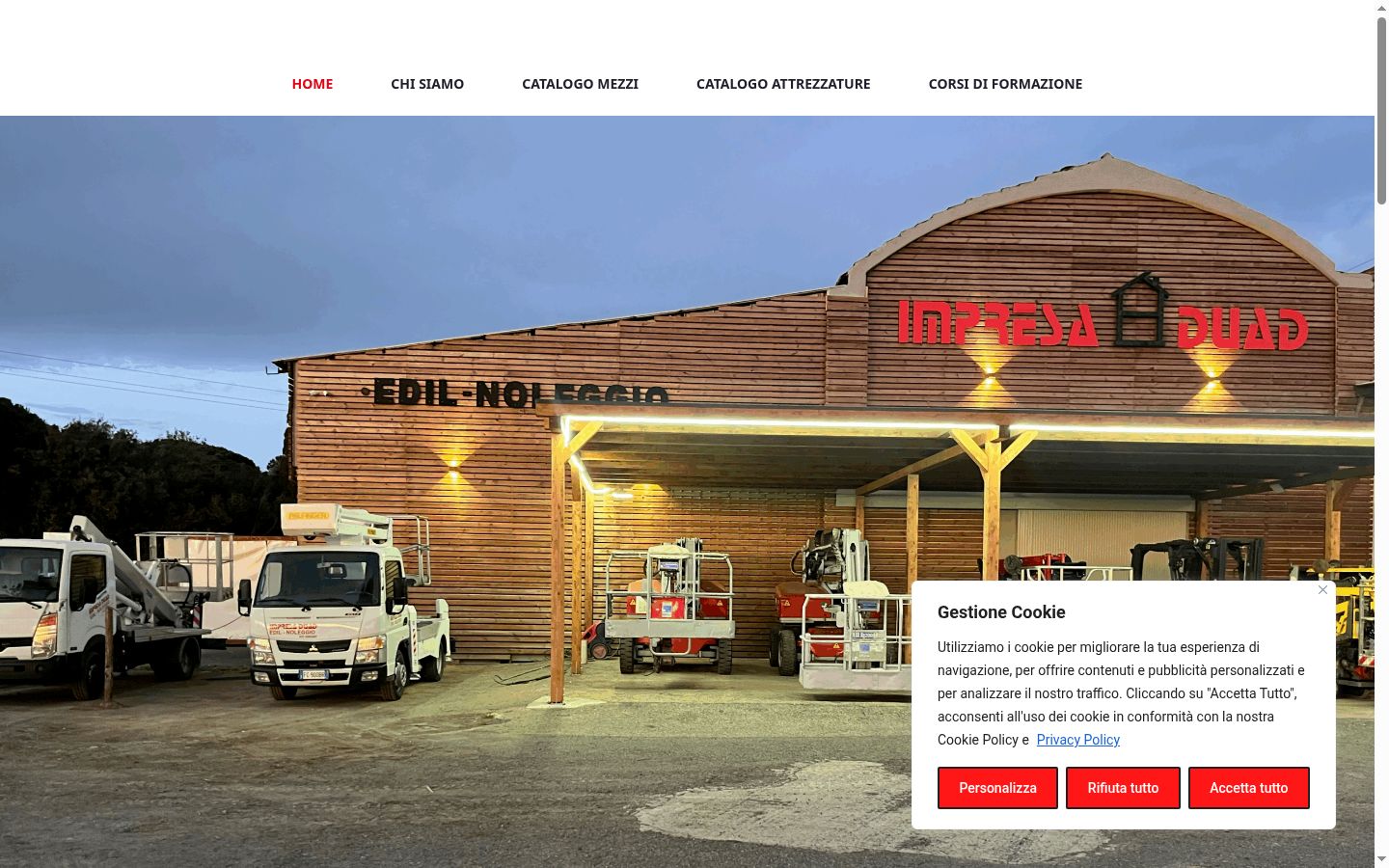 Screenshot del banner di consenso mostrato prima di qualsiasi interazione