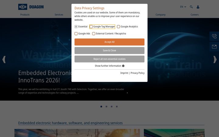 Screenshot of duagon.com
