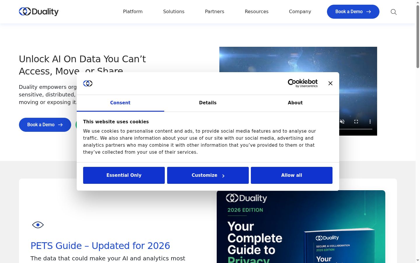 Screenshot of the consent banner shown before any interaction