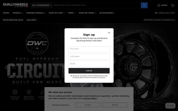Screenshot of duallywheels.ca