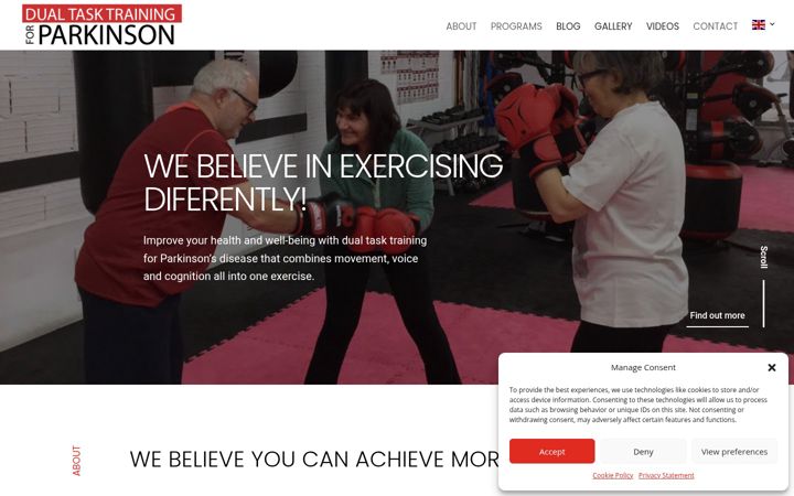 Screenshot of dualtaskforparkinsons.com