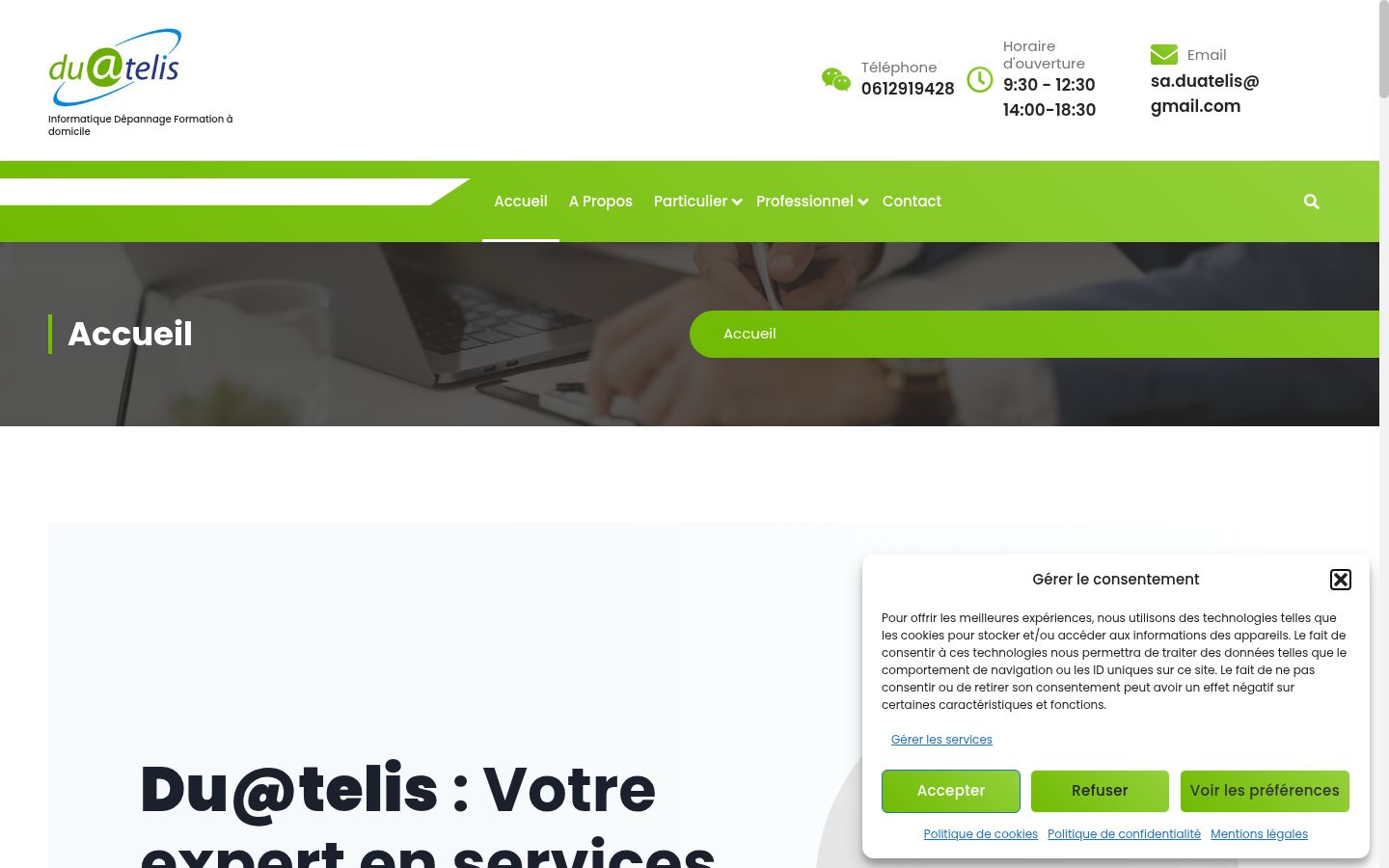 Screenshot del banner di consenso mostrato prima di qualsiasi interazione