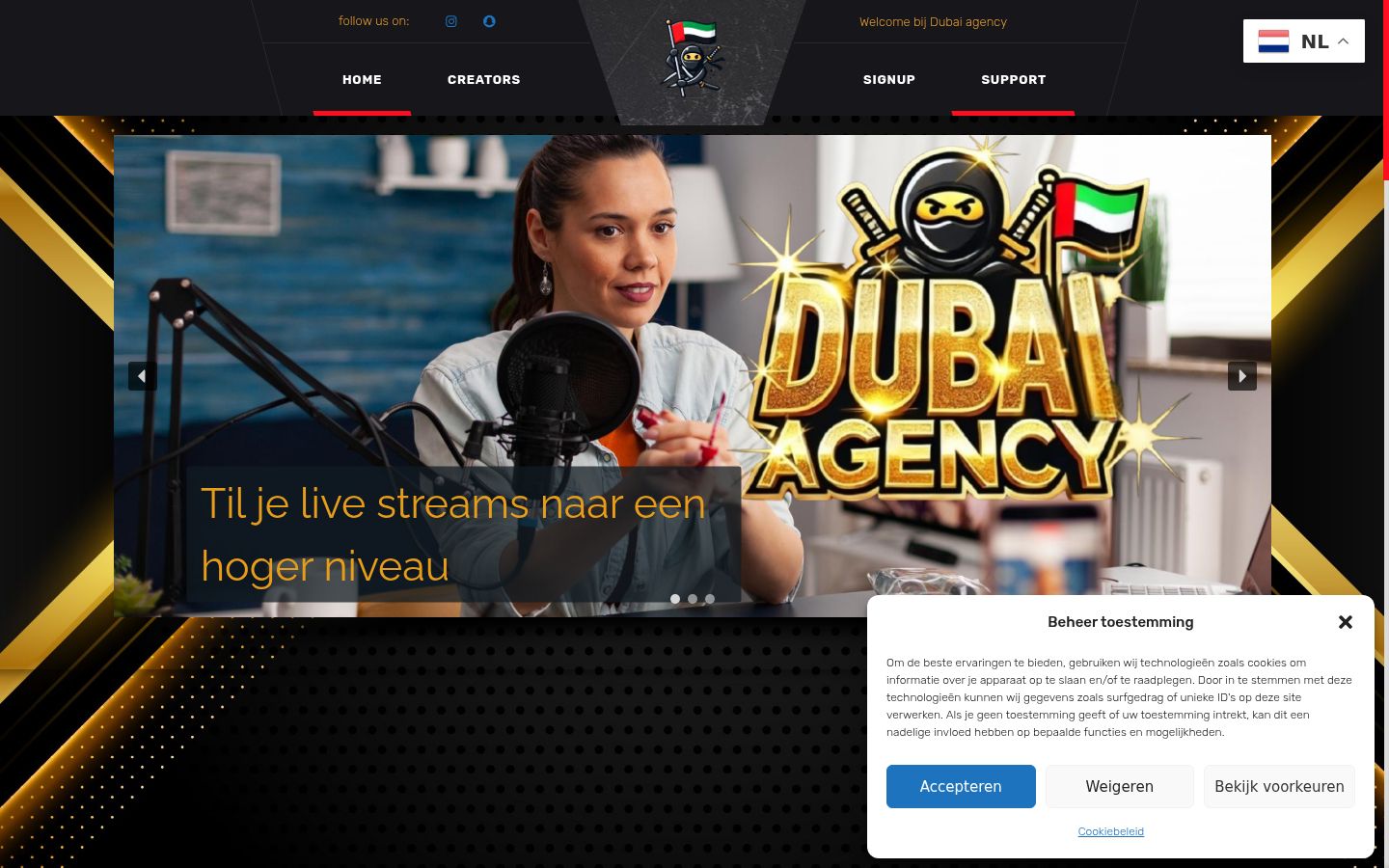 Screenshot del banner di consenso mostrato prima di qualsiasi interazione