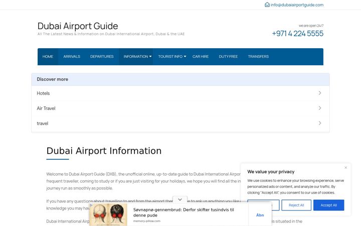 Screenshot of dubaiairportguide.com