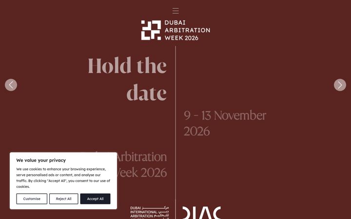 Screenshot of dubaiarbitrationweek.com