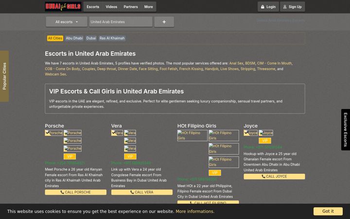 Screenshot of dubaihotgirls.com