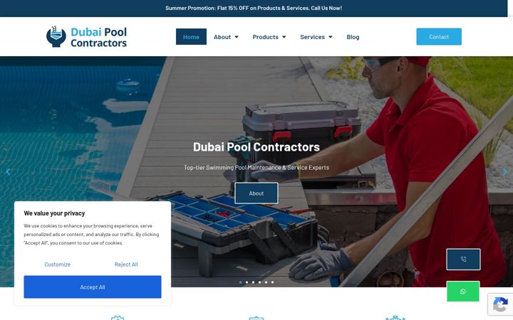 Screenshot of dubaipoolcontractors.com