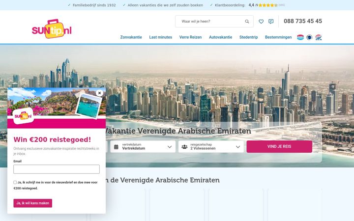Screenshot di dubaireisbureau.nl