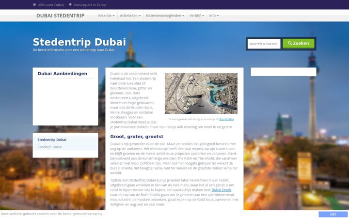 Screenshot di dubaistedentrip.nl