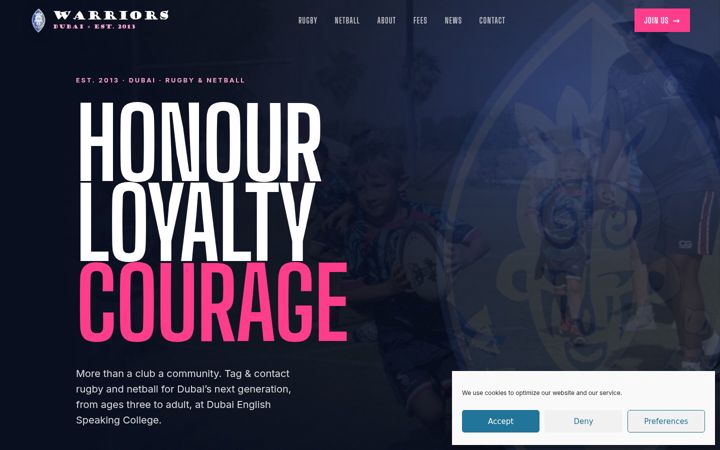 Screenshot of dubaiwarriors.com
