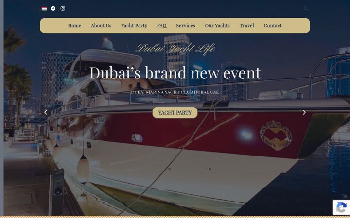 Screenshot of dubaiyachtlife.com