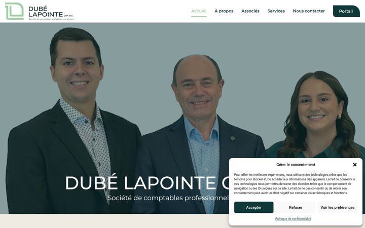 Екранна снимка на dubelapointecpa.ca