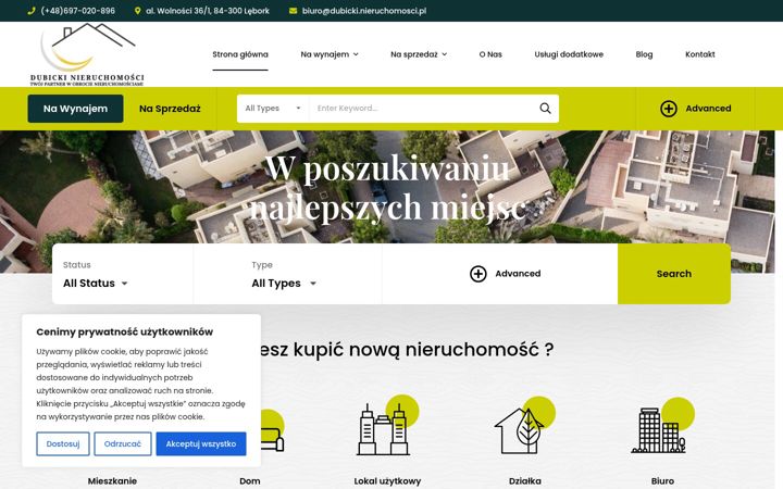 Snímek obrazovky dubicki.nieruchomosci.pl