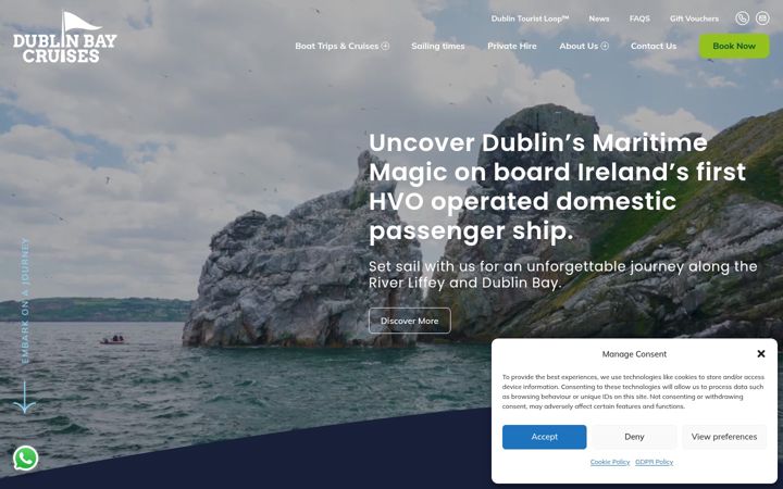 Screenshot of dublinbaycruises.com