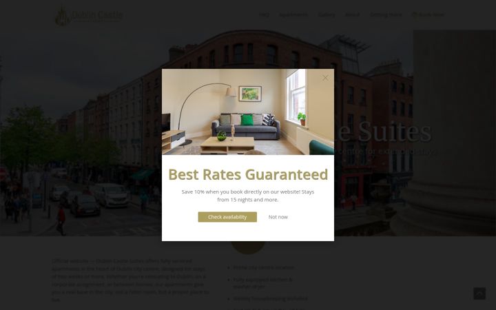 Posnetek zaslona dublincastlesuites.ie