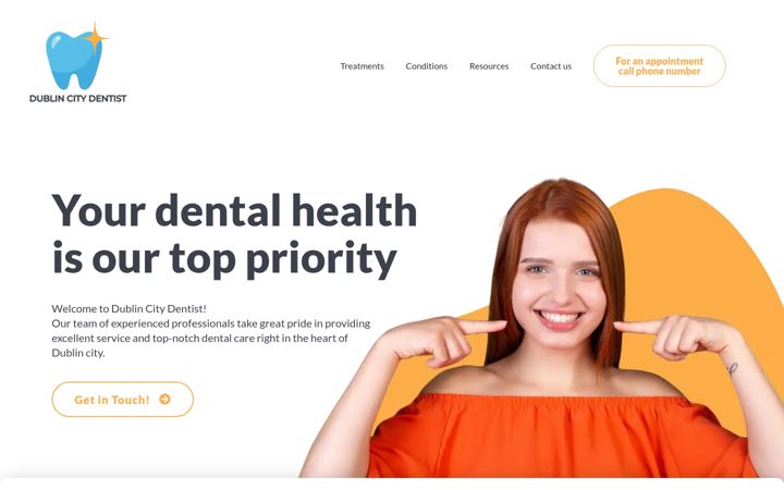 Posnetek zaslona dublincitydentist.ie