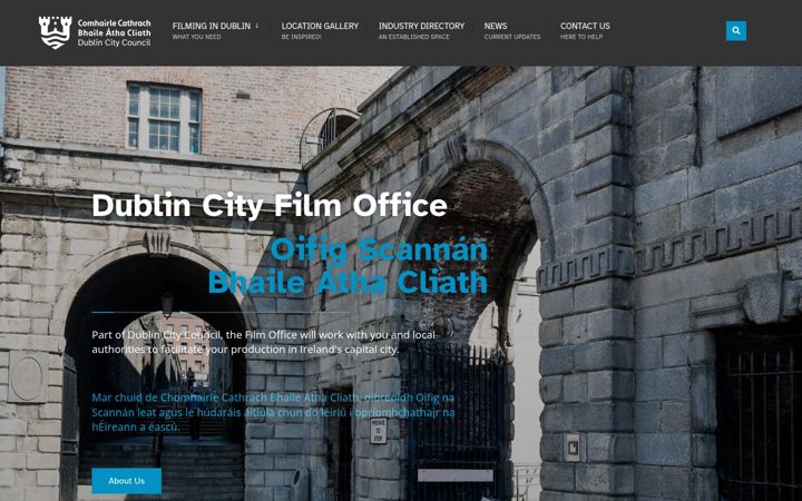 Screenshot of dublincityfilmoffice.com